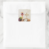 First Holy Communion – Customizable Chalice & Host Quadratischer Aufkleber (Tasche)