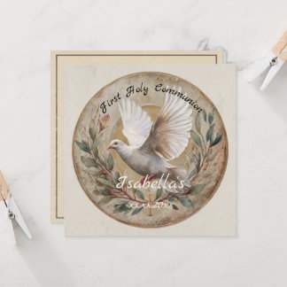 First Holy Communion Dove Vintage Christian Theme Karte