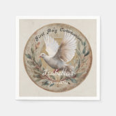  First Holy Communion Dove Vintage Christian Theme Serviette (Vorderseite)