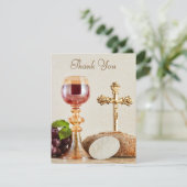 First Holy Communion | Elegant Eucharist Chalice  Dankeskarte (Stehend Vorderseite)