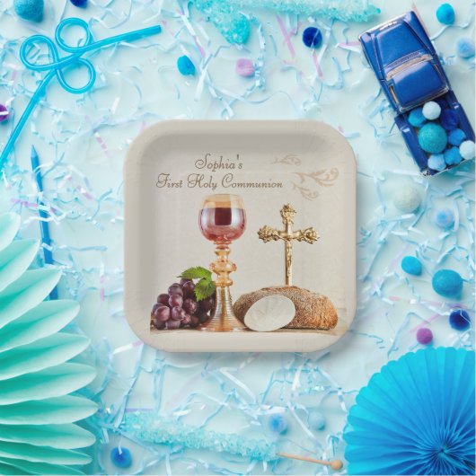 First Holy Communion Eucharist Chalice Design Pappteller (Party)