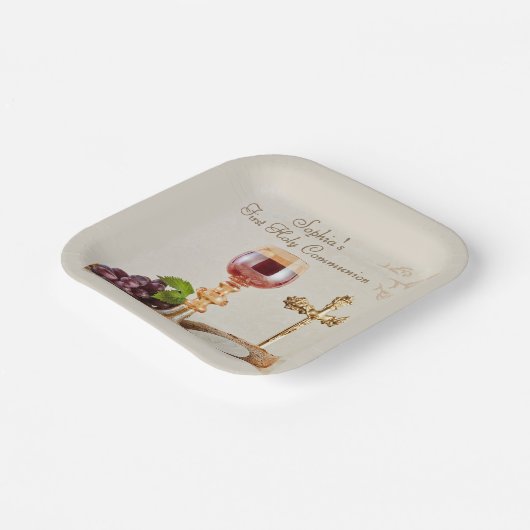 First Holy Communion Eucharist Chalice Design Pappteller (Gewinkelt)