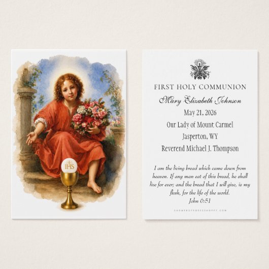 First Holy Communion Eucharistic remembrance (Vorne & Hinten)
