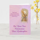 First Holy Communion Girl Host Chalice individuell Karte (Gelbe Blume)