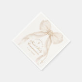 First Holy Communion Gold Cross Ivory Bow Serviette (Ecke)