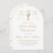 First Holy Communion golden angels Invitation Einladung (Vorne/Hinten)