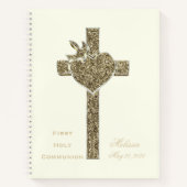 First Holy Communion Imitats Golden Cross Notebook Notizblock (Vorderseite)
