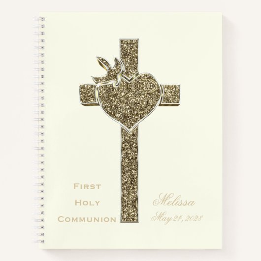 First Holy Communion Imitats Golden Cross Notebook Notizblock (Vorderseite)