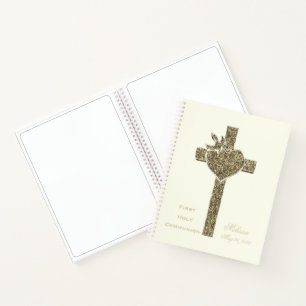 First Holy Communion Imitats Golden Cross Notebook Notizblock