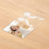 First Holy Communion Ivory Bow Pearls Photo Acryleinladungen (Ablage )