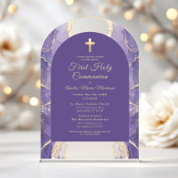 First Holy Communion Lila Gold Agate Elegante