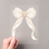 First Holy Communion Neutral Bow Pearls Gold Acryleinladungen (Insitu (Handheld))