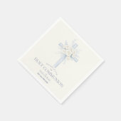 First Holy Communion Paper Napkins, Floral Cross Serviette (Ecke)