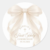 First Holy Communion Pearl Bow Sticker (Vorderseite)
