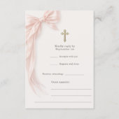 First Holy Communion Pink Bow Girl RSVP Einladung (Vorderseite)
