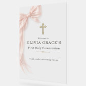 First Holy Communion Pink Bow Girl Welcome Acrylschild (Winkel)