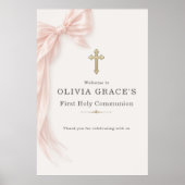 First Holy Communion Pink Bow Girl Welcome Poster (Vorne)