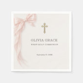 First Holy Communion Pink Coquette Bow Girl Serviette (Vorderseite)