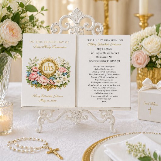 First Holy Communion Remembrance IHS Floral 