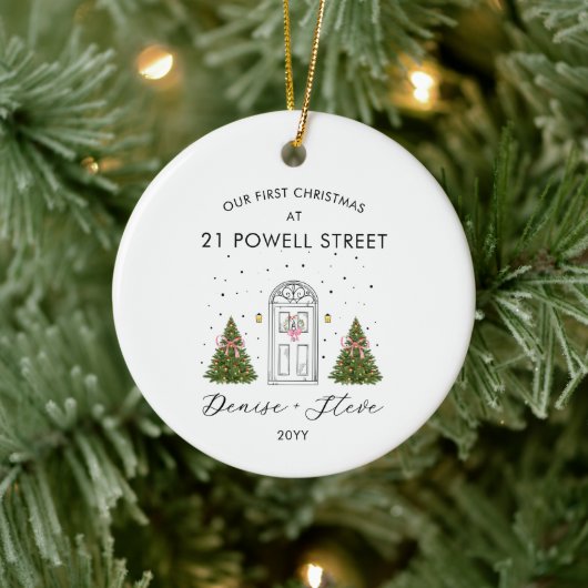 First Home Address Christmas Keepsake Keramik Ornament (Baum)