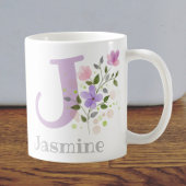 First Initial Plus Name Jasmine with Flowers Kaffeetasse