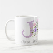 First Initial Plus Name Jasmine with Flowers Kaffeetasse (Links)