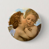 First Kiss (Engeldetails) von Bouguereau Button (Vorderseite)
