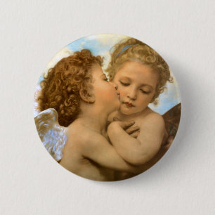 First Kiss (Engeldetails) von Bouguereau Button