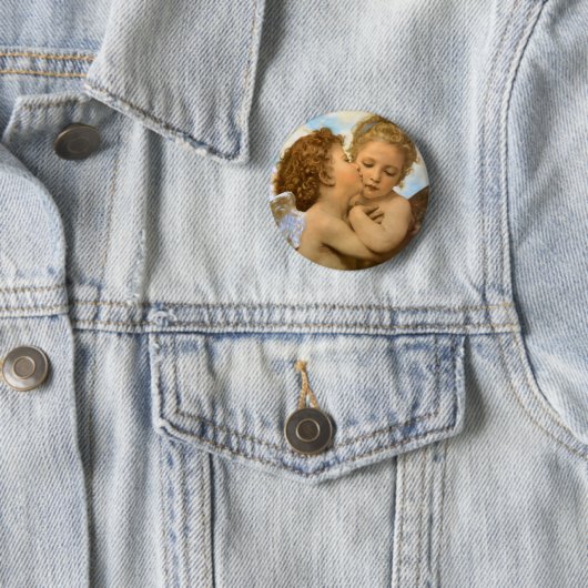 First Kiss (Engeldetails) von Bouguereau Button (Beispiel)