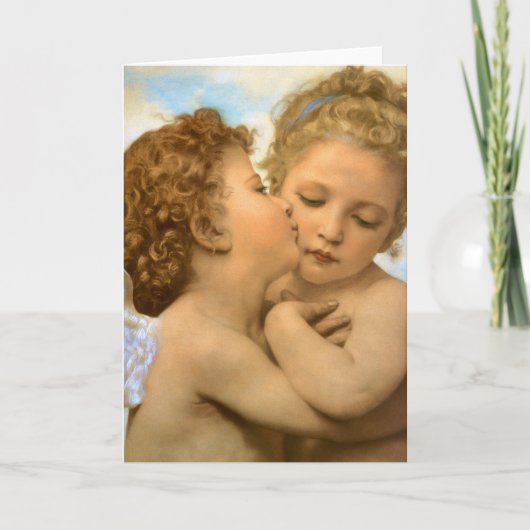 First Kiss (Engeldetails) von Bouguereau Karte (Vorderseite)