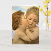 First Kiss (Engeldetails) von Bouguereau Karte (Gelbe Blume)