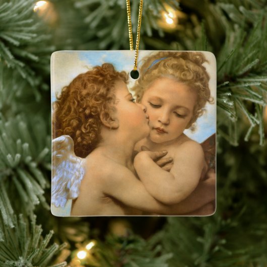 First Kiss (Engeldetails) von Bouguereau Keramikornament (Baum)