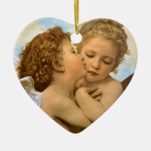 First Kiss (Engeldetails) von Bouguereau Keramikornament (Vorne)