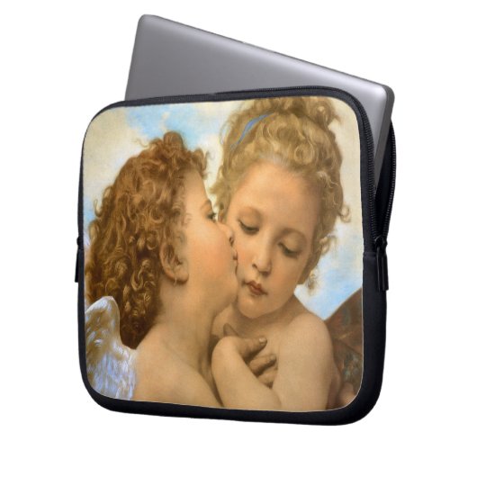 First Kiss (Engeldetails) von Bouguereau Laptopschutzhülle (Vorderseite Links)