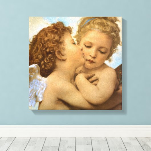 First Kiss (Engeldetails) von Bouguereau Leinwanddruck (Insitu (Holzboden))