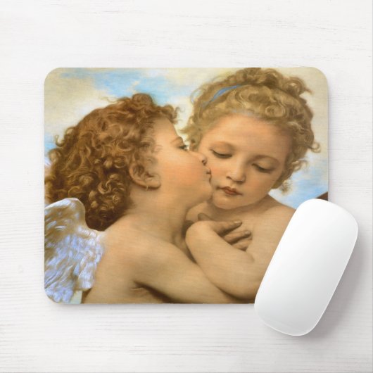 First Kiss (Engeldetails) von Bouguereau Mousepad (Mit Mouse)