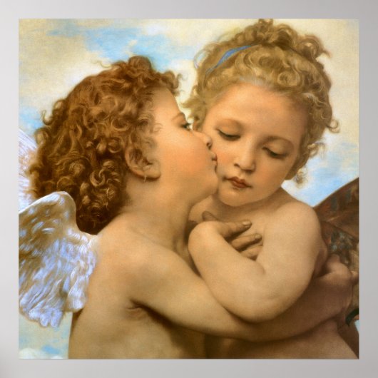 First Kiss (Engeldetails) von Bouguereau Poster (Vorne)