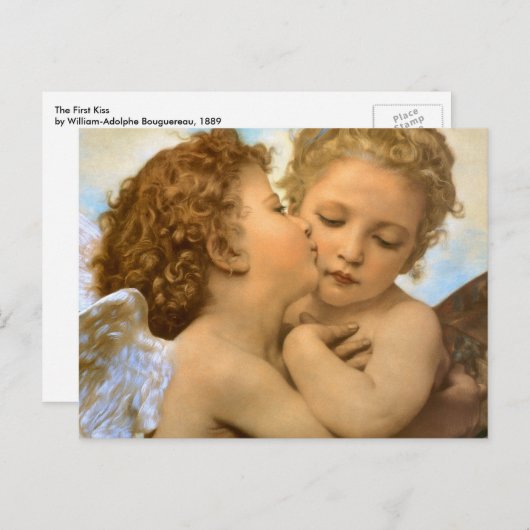 First Kiss (Engeldetails) von Bouguereau Postkarte (Vorne/Hinten)
