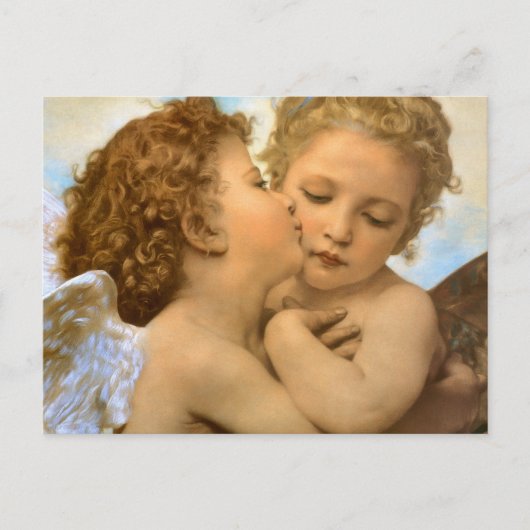 First Kiss (Engeldetails) von Bouguereau Postkarte (Vorderseite)