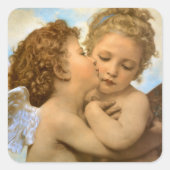First Kiss (Engeldetails) von Bouguereau Quadratischer Aufkleber (Vorderseite)