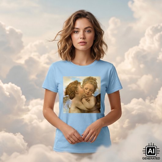 First Kiss (Engeldetails) von Bouguereau T-Shirt