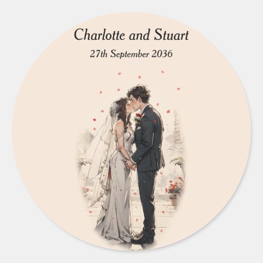 First Kiss Runder Aufkleber (Vorderseite)