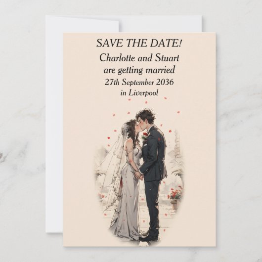 First Kiss Save the Date Card (Vorderseite)