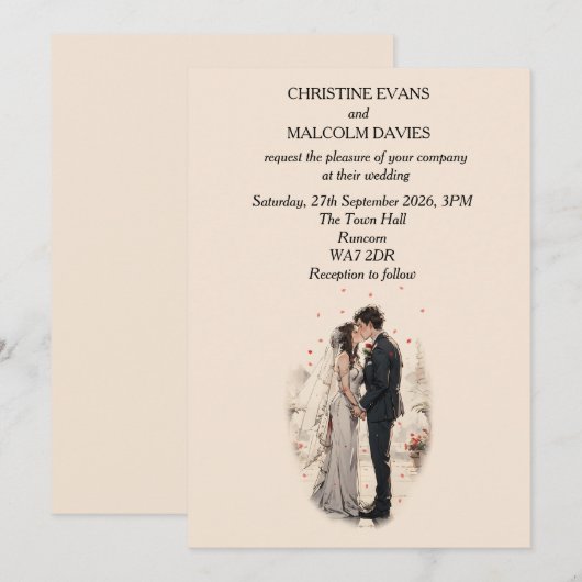 First Kiss Wedding Einladung (Vorne/Hinten)