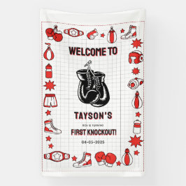 First Knockout Boxing 1. Geburtstag – Lustige Kind Banner