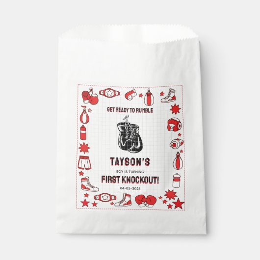 First Knockout Boxing 1. Geburtstag – Lustige Kind Geschenktütchen (Vorderseite)