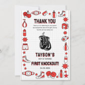 First Knockout Boxing 1st Birthday – Fun Kids Dankeskarte (Vorderseite)