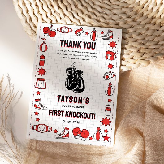 First Knockout Boxing 1st Birthday – Fun Kids Dankeskarte