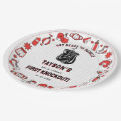 First Knockout Boxing 1st Birthday – Fun Kids Pappteller (Schrägansicht)