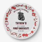 First Knockout Boxing 1st Birthday – Fun Kids Pappteller (Vorderseite)